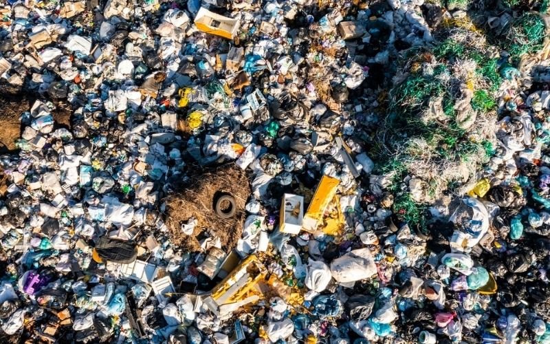 Aerial view of city dump.